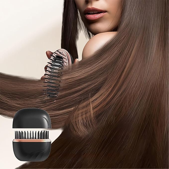 Mini Cordless Hair Straightener Comb Portable 2-in-1 Curling Iron USB Rechargeable Hair Straightener Brush with Tip 3-Speed Temperature Fast Heating Anti-Scald (2PcsC)