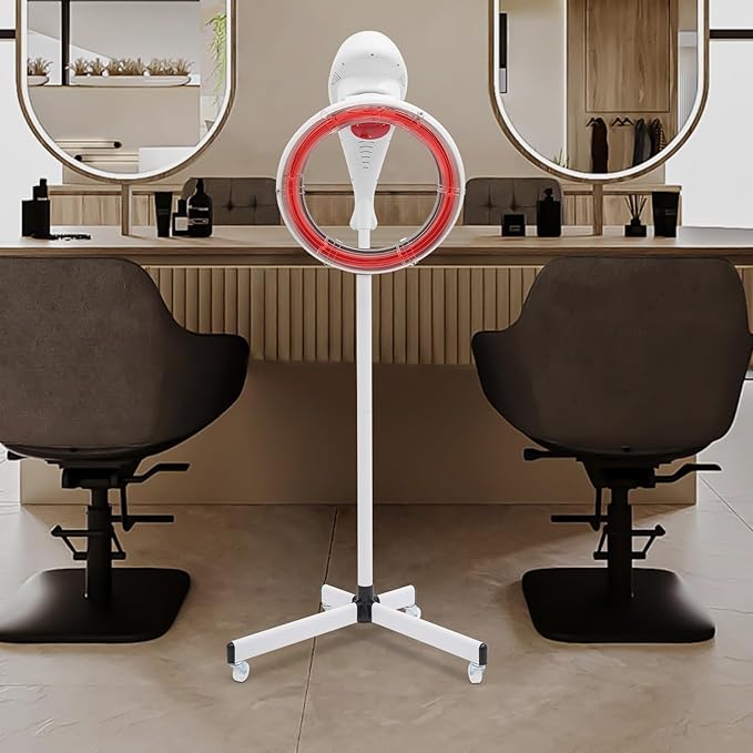 Professional Salon Orbiting Infrared Ring Hair Dryer Color Processor Accelerator Adjustable Height Stand Hair Dryer w/Rolling Base