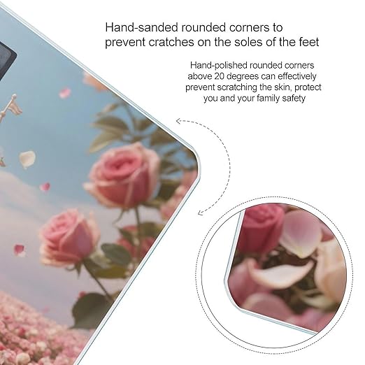 Rose Flower Sea with Castle Weight Scale Cute Bathroom Scale for Body Highly Accurate Digital Weighing Machine for People Compact LCD Display Scales with Sturdy Toughened Glass Scales
