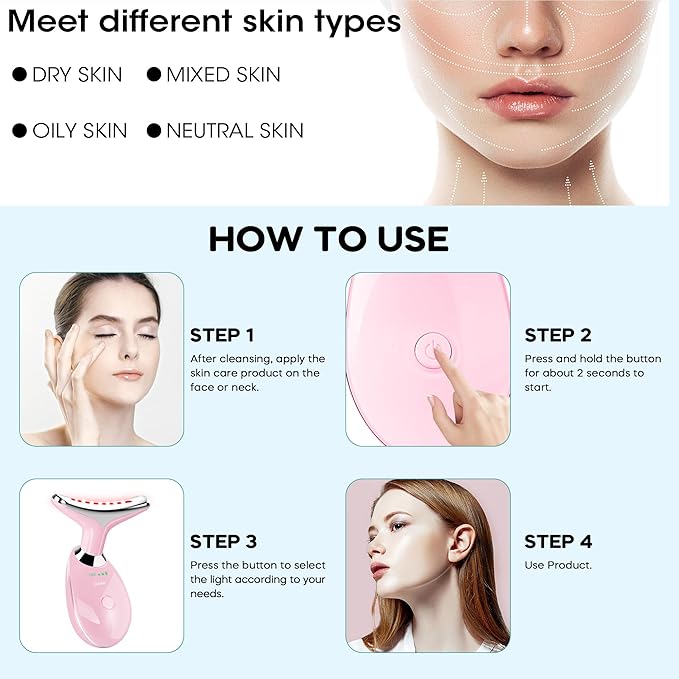 Facial Massager Portable Face Neck Massager Wand for Skin Care(Light Pink)