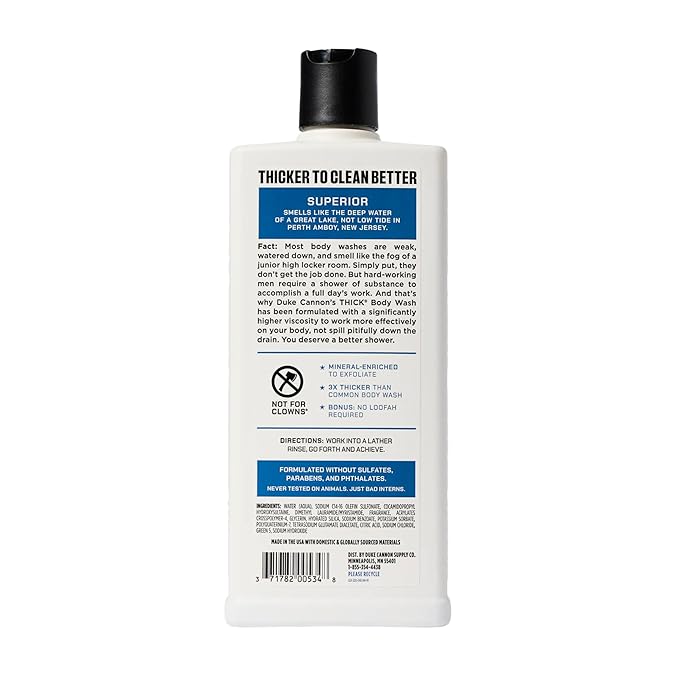 Duke Cannon Supply Co. THICK High-Viscosity Body Wash for Men THICK IN A BOX Variety 3 Pack - Premium Ingredients Plant-Based Thickeners Superior Lather Natural Exfoliate 17.5 Fl Oz (3 Pack)