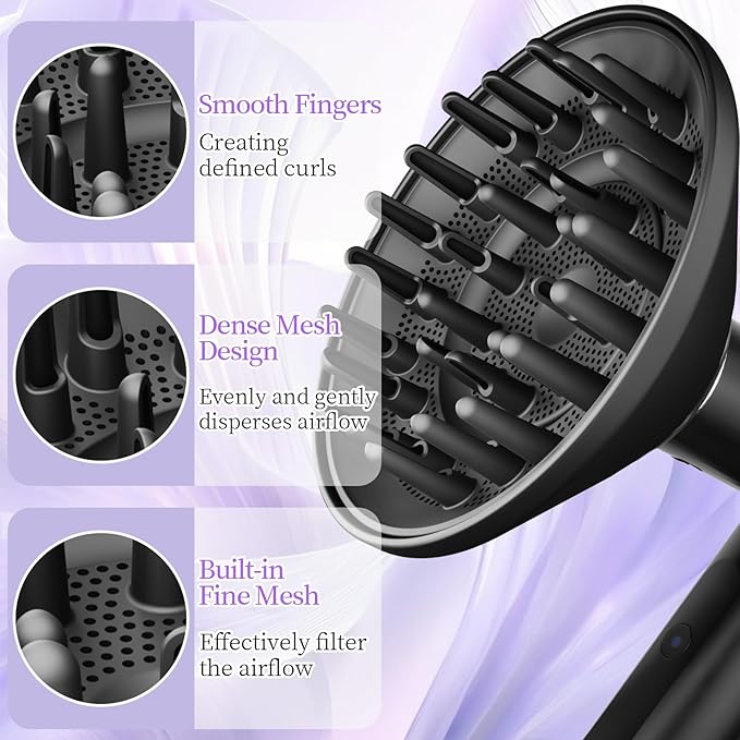 Long Barrel Curling and 6-Inch Large Diffuser Attachment Compatible with Shark FlexStyle