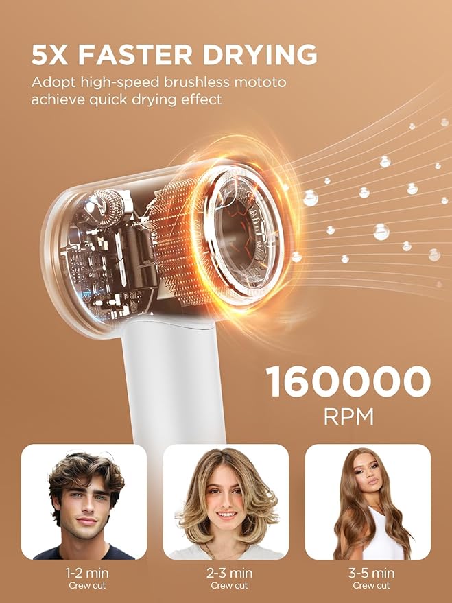 Dual Voltage Travel Hair Dryer with Diffuser High-Speed Ionic Blow Dryer for Women Fast Drying Low Noise Lightweight No Heat Damage European Travel 110V-120V/220V-240V