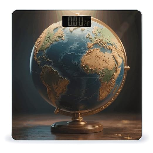 World Map Weight Scale Cute Bathroom Scale for Body Highly Accurate Digital Weighing Machine for People Compact LCD Display Scales with Sturdy Toughened Glass Scales