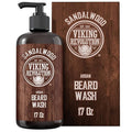Viking Revolution Beard Wash Shampoo w/Argan &amp Jojoba Oils - Softens &amp Strengthens - Sandalwood Scent - 17 oz Shampoo
