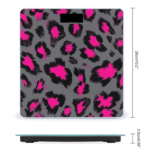 Women's Fashion Automatic Switch Digital Bathroom Weighing Scale Smart Scale Luxury Pink Dark Gray Leopard Cheetah Print