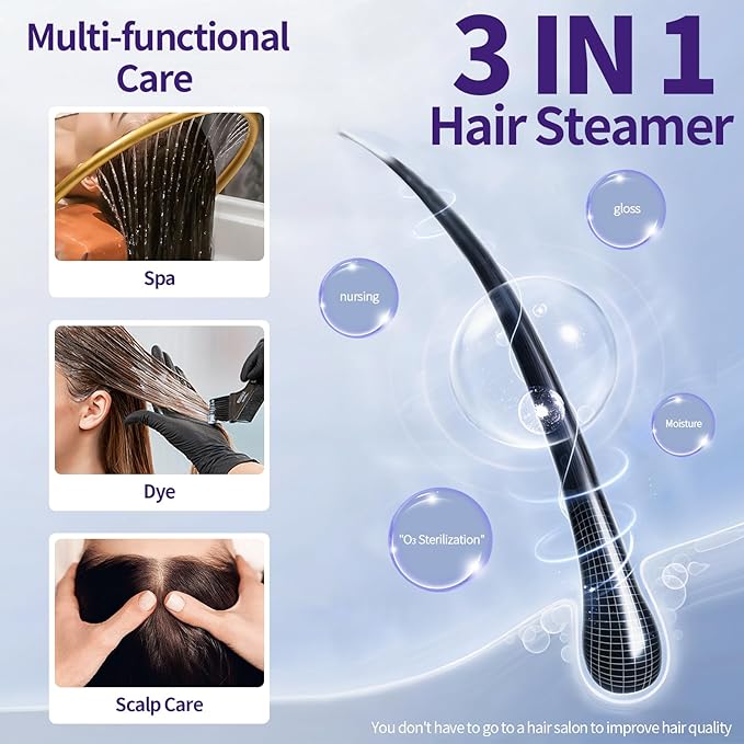 500W Multifunctional Standing Anion Hair Dyeing Machine110V Nano Hair Steamer/Hair Oil Machine Stand Up Base Equipment Vertical Nano Steamer Salon Spa (Black)