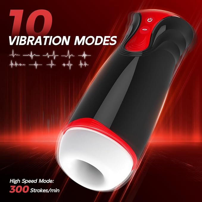 Male Masterburbatar Hands Free with 10 Viboators Massagers Sucking Modes Automatic Male Mastusbafor Tight Sleeve Hoodies Pocket Puzzy Silicone Electric Massager Machine PWO03 (red)