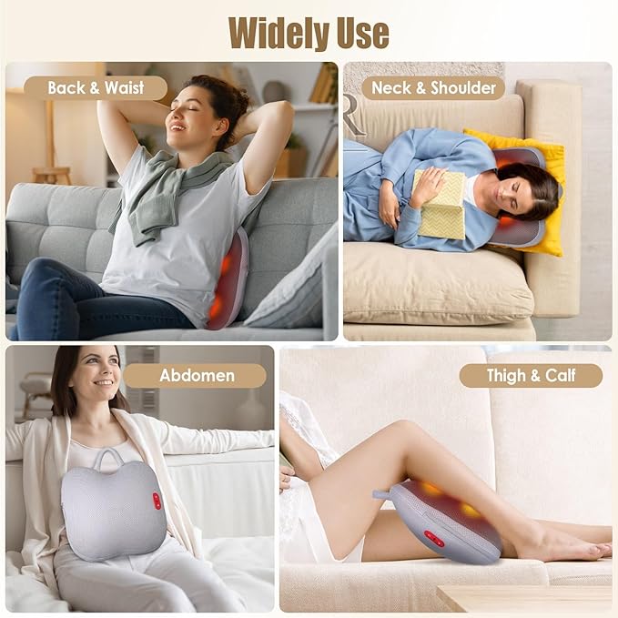 Back Massager with Heat Waist Massage Cordless Rechargeable 3D Kneading Lower Back Massager for Pain Relief Deep Tissue Office Travel Car