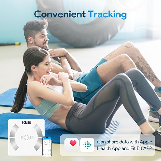 Smart Scale for Body Weight Bathroom Digital Weighing Scale with BMI Body Fat Muscle Mass Accurate Bluetooth Home User Health Equipment Sync Apps【White】
