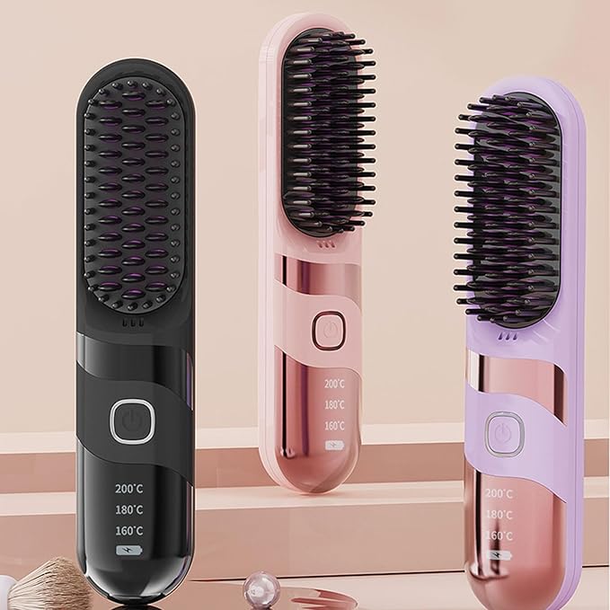 Safe Efficient Hair Straightener Brush ABS Ergonomic Design Portable for Men Women All Styles Portable Hair Straightener