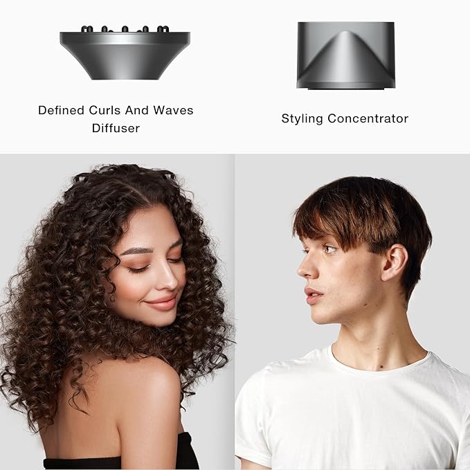 TORRAS Stream High Speed Hair Dryer Arctic White 1600W Hair Care Mode 200 Millions Ionic Technology 3 Speeds &amp 3 Heat Levels with Concentrator &amp Diffuser
