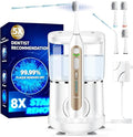 Electric Toothbrush with Water Flosser Upgraded 2.0 Electric Toothbrush for Adults 5 Floss Speeds &amp 3 Modes with 3 Brush + 1 Nozzle 500ML Tank IPX7 Waterproof for Braces &amp Gum Care - White