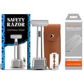 Safety Razor Set and 100 Double Edge Blades Silver