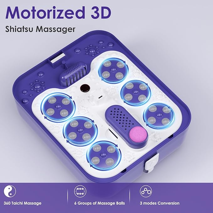 Beinilai Collapsible Foot Spa Electric Rotary Massage Foot Bath with Heat Bubble and Motorized Shiatsu Massage Balls Pedicure Foot Spa for Feet Stress Relief