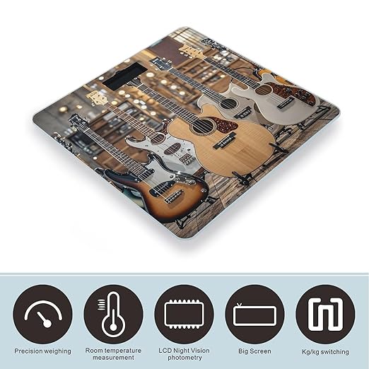 Guitar Bass Music Musical Instruments Scale for Body Weight Smart Scales Digital Bathroom Scale High Precision Weighing Scales with Large Display Weighing Machine for People