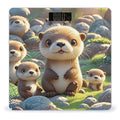 Cartoon Brown Otters Scale for Body Weight Digital Bathroom Scale Toughened Glass High Precision Scales for Body Weight with Large LCD Backlight Display Weight Scales