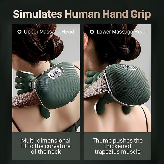 Neck Massager 2026 Upgrade Shoulder Massager with Heat Shiatsu 4D Kneading Neck and Back Massager for Relief (Green)