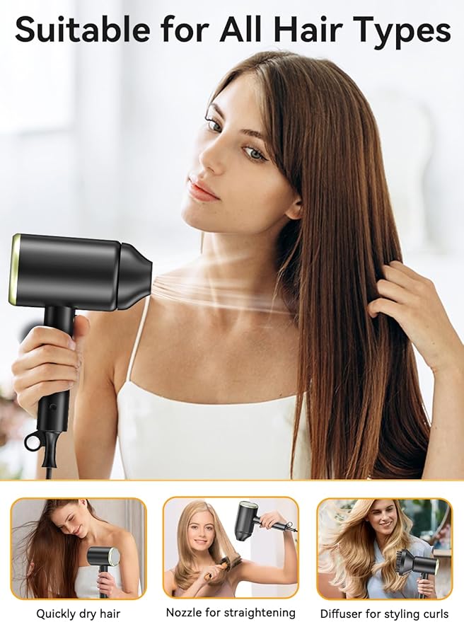 Hair Dryer150000RPM Upgraded Professional Ionic Blow Dryer with Diffuser for Women Men