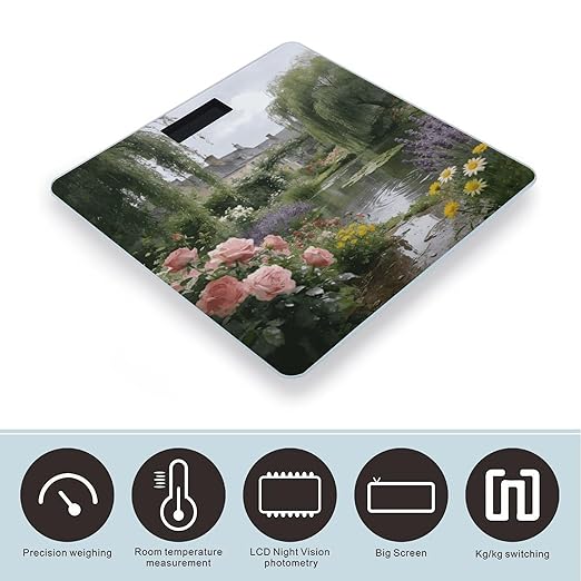 Giverny Smart Scale for Body Weight Digital Bathroom Scale Toughened Glass Weight Scale with Large LCD Backlight Display High Precision Scales Weighing Machine