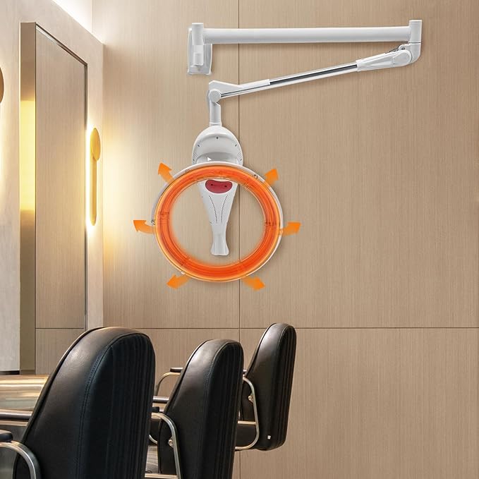 Multifunctional Hair Treatment Machine950W Wall Mount Orbiting Rotating Hair Treatment Machine with Display Screen360 Degree Rotating Heating Ring Perming Equipment for SalonSpas &amp Family (Whit