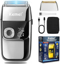 KEMEI Electric Razors for Men LCD Display Cordless Men's Razors USB Rechargeable with Pop-up Beard Trimmer Best Worldwide Travel Gift Model KM 2028 Silver