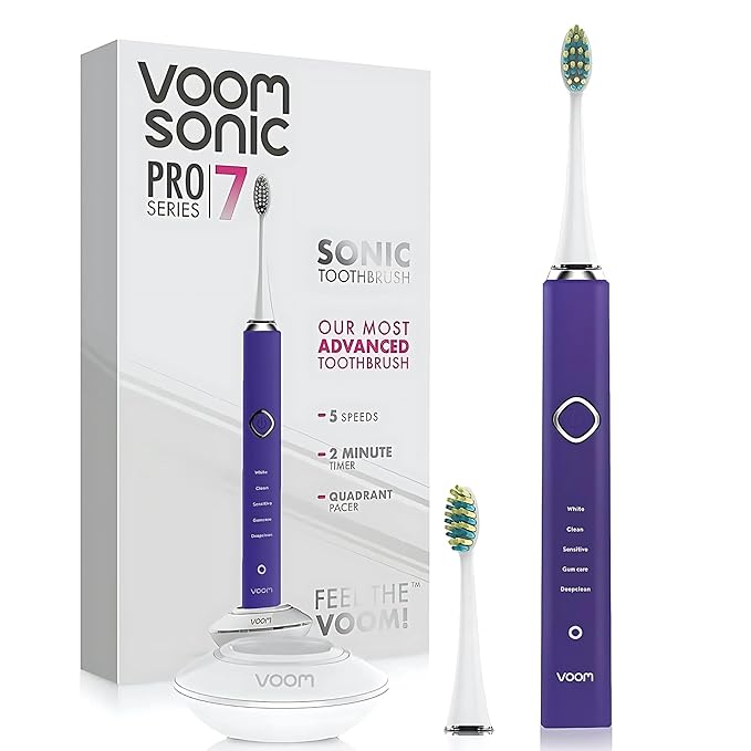 Voom Sonic Pro 7 Electric Toothbrush for Adults Sonicare Electric Toothbrush with 40000 VPM w/ 5 Deep Clean Modes Rechargeable Toothbrushes Fast Charge 4 Hours Last 8-Weeks