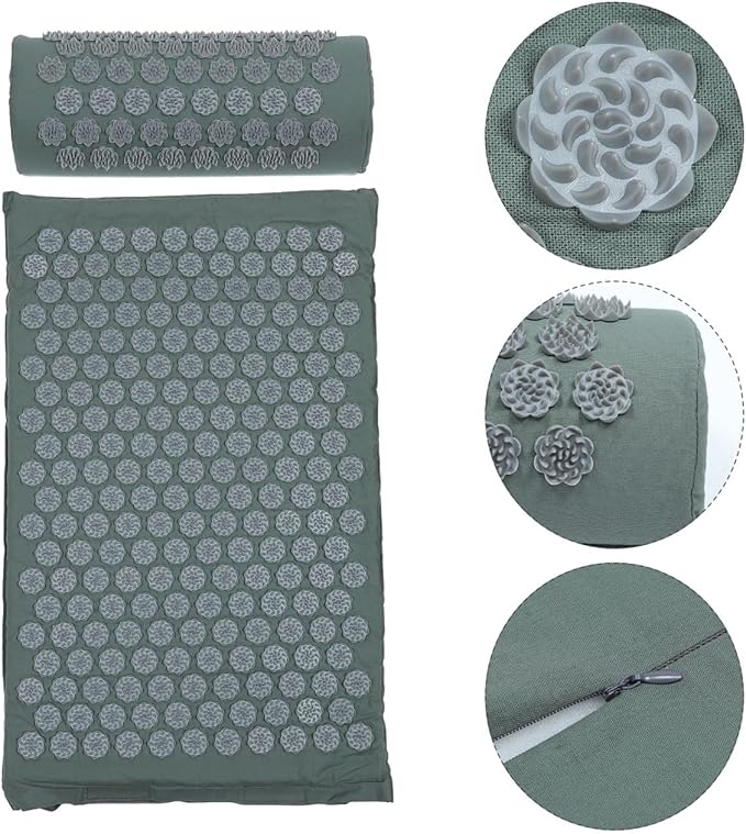 SUPVOX Acupressure Massage Pillow and Yoga Mat Set with Bag Non-Slip Relaxation Exercise Mat and Practical Massage Cushion for Back Relief and Stress Reduction at Home Or Travel