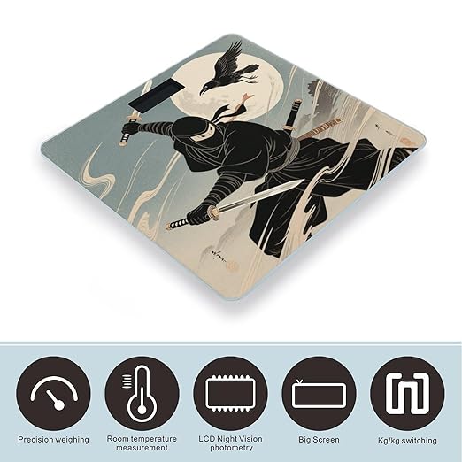 Ninja Shuriken Throw Scale for Body Weight Sturdy Tempered Glass Weighing Scales with LCD Display Accurate Digital Bathroom Scale Convenient Body Fat Smart Scales Easy Read