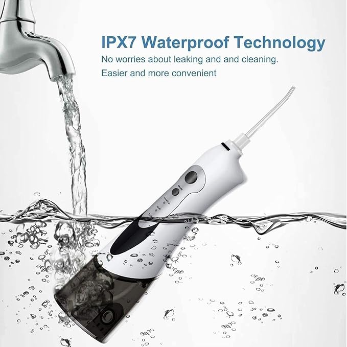 Water Flosser Portable Dental Oral Irrigator with 3 Modes 4 Replaceable Jet Tips Rechargeable Waterproof Teeth Cleaner for Home and Travel - 180ml Reservoir (Color : Black)