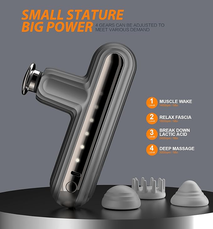 Mini Massage Gun Pocket-Sized Deep Tissue Massager Gun Portable Percussion Muscle Massager Gun Convenient Easy and Practical Ultra Small &amp Quiet Muscle Massage (Dark Grey)