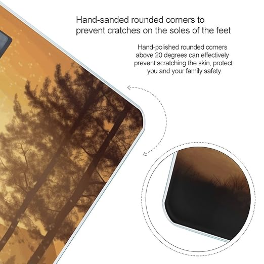 Elk Artwork Scale for Body Weight Anti-Slip Tempered Glass Digital Bathroom Scales Clear LCD Display Weighing Scale Safe Rounded Corners Smart Scales