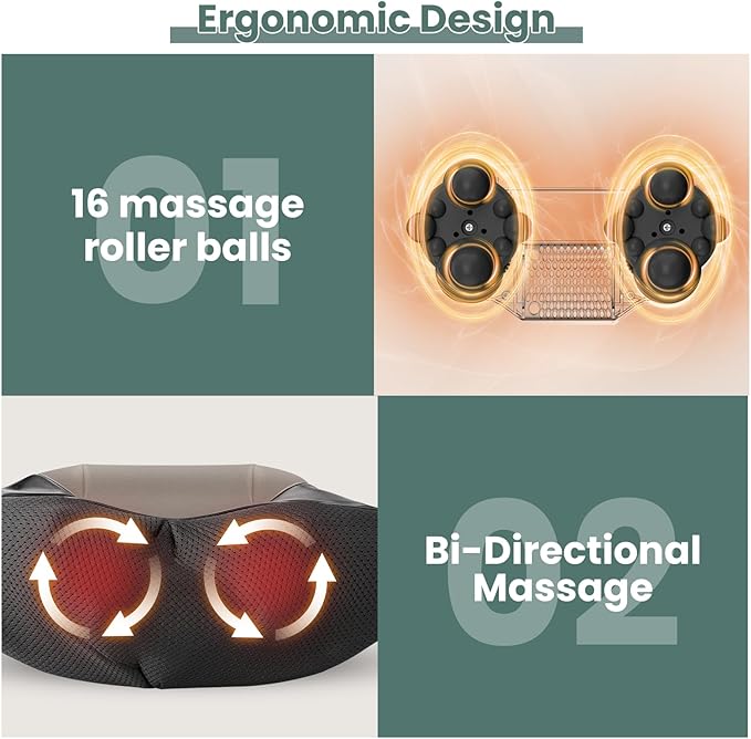 AMZPONY Rechargeable Neck Massager with Heat Shiatsu Back and Neck Massager Cordless Portable Kneading Shoulder Massage Shawl for Pain Relief Deep Tissue Gifts for Dad Mom Friends