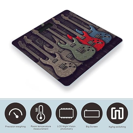 Guitar Pattern Smart Scale for Body Weight Accurate Bathroom Scale with LED Display Digital Weight Scales Weighing Machine High Precision Scales for Bath Home