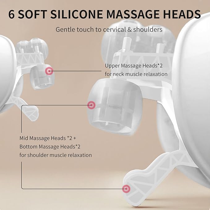 Wireless Neck and Shoulder Massager With Soothing Heat Shiatsu Back Massager Pillow for Traps Back Pain Gifts for Men Women Mom Dad