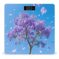 Jacaranda Flower Scale for Body Weight Sturdy Tempered Glass Weighing Scales with LCD Display Accurate Digital Bathroom Scale Convenient Body Fat Smart Scales Easy Read
