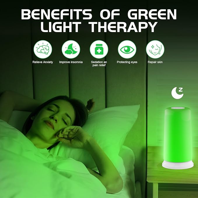 iKeener Green Light Therapy Lamp for Migraines10000 Lux Mood&ampEnergy Enhancing Light Therapy Lamp for HeadachesInsomniaAnxiety ReliefRelaxationAdjustable Warm White&ampGreen Brightness