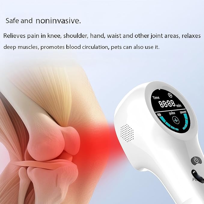 Cold Red Light Therapy Device Handheld Cold Red Light Device with Digital Display 808nm and 650nm Infrared Treatment for Muscle and Joint Pain Relief White