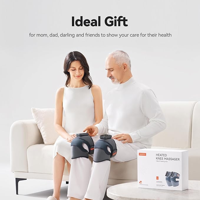 Cordless Knee Massager with Heat Vibration for Pain Relief MAXwarm 4.0[2026 Upgraded] - Electric Heated Knee Brace with 5 Heat Levels and 3 Massage Mode Gifts for Men Women (Grey Pair)