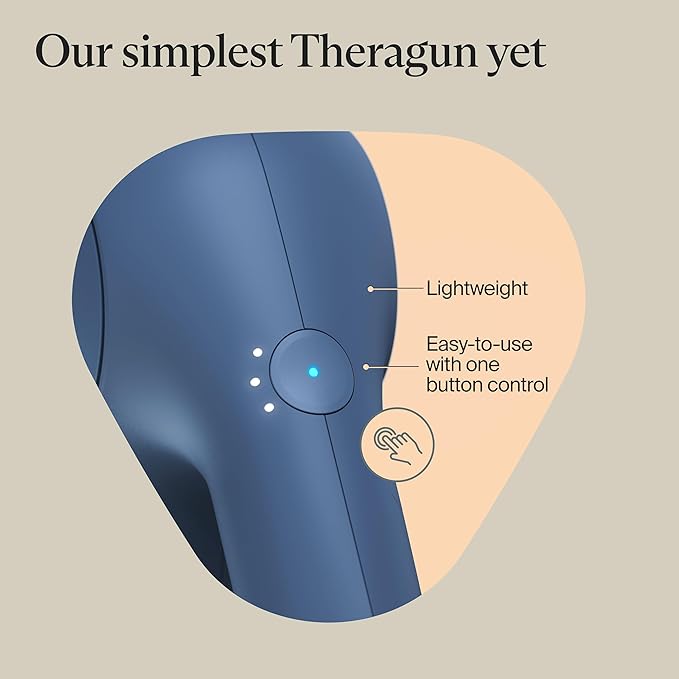 TheraGun Therabody Relief Handheld Percussion Massage Gun - Easy-to-Use Comfortable &amp Light Personal Massager for Every Day Pain Relief Massage Therapy in Neck Back Leg Shoulder and Body (Navy