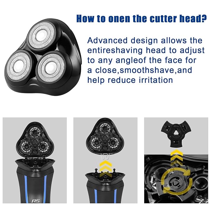 Rotary Replacement Shaver HeadCompatible with Remington Shaver SeriesforR3R4R5R6R7R8SP-3141 and SP-5161 Foils (Black-1 PC)
