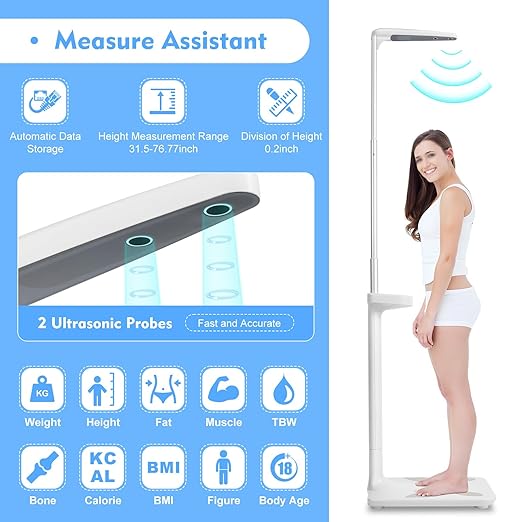 110V Multifunction Physician Medical Body Weight Scale 440lb Capacity Digital Bathroom Health Weight Monitor Electronic Height and Weight Physician Scale Digital Doctor Medical Scale