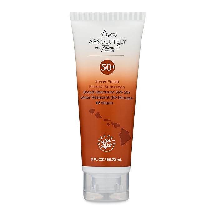 Absolutely Natural SPF 50+ Mineral Sunscreen Lotion - Anti-Aging Sunblock for Body &amp Face Made with Rose Hips Aloe Zinc Oxide and Other Cruelty Free and Reef Safe Ingredients - Made in USA