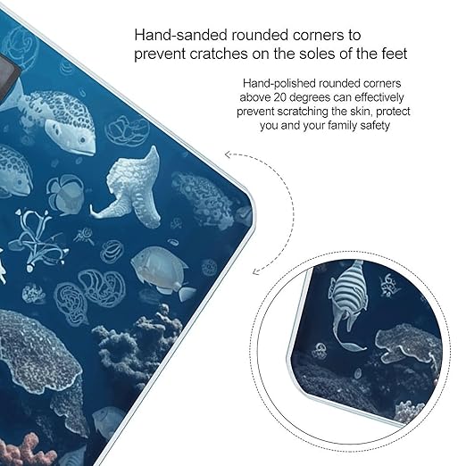 Underwater Marine Life Scale for Body Weight Anti-Slip Tempered Glass Digital Bathroom Scales Clear LCD Display Weighing Scale Safe Rounded Corners Smart Scales