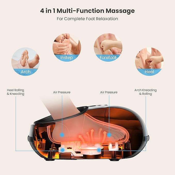 COMFIER HSA Eligible Shiatsu Foot Massager Machine with Heat FSA Foot Massager for Neuropathy Plantar Fasciitis Deep Kneading Feet Massager with HeatUp to Men Size 13 Christmas Gifts for Men Women