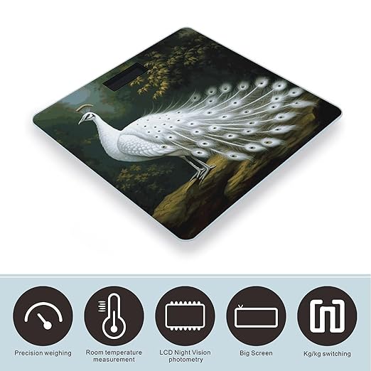 White Peacock_78030696 Bathroom Scale Weight Scale for Body WeightHighly Accurate Digital Weighing Machine Clear LED Display Digital Bathroom Body Scale 400lb/182kg