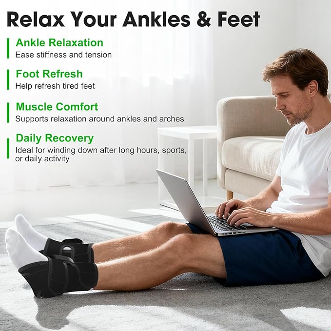 2-Pack Cordless Foot Ankle Heating Pad Foot Ankle Massager for Pain Relief 6 Heat Levels &amp 3 Vibration Modes Feet Massager Heated Ankles Wrap Ideal for Home Relaxation Daily Comfort