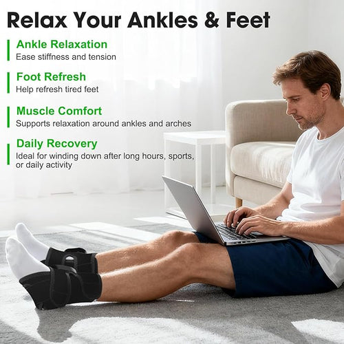 2-Pack Cordless Foot Ankle Heating Pad Foot Ankle Massager for Pain Relief 6 Heat Levels &amp 3 Vibration Modes Feet Massager Heated Ankles Wrap Ideal for Home Relaxation Daily Comfort
