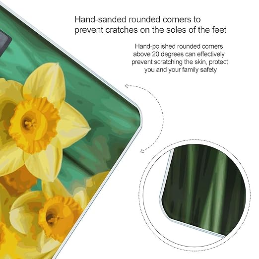 Yellow Daffodils Flowers Smart Scale for Body Weight Accurate Bathroom Scale with LED Display Digital Weight Scales Weighing Machine High Precision Scales for Bath Home