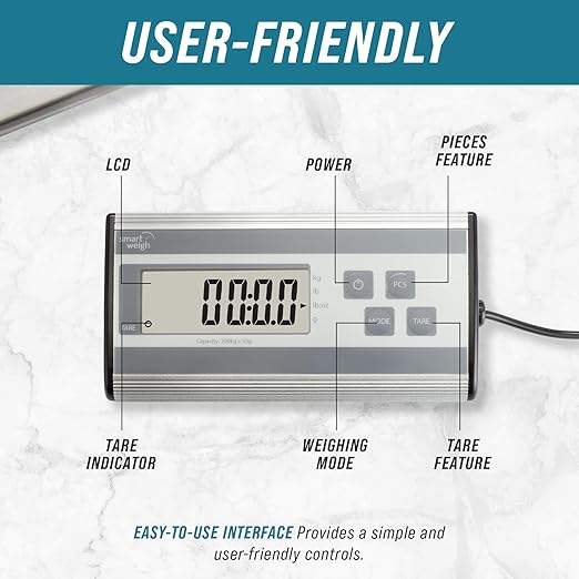 Smart Weigh Digital Postal Shipping Scale Heavy Duty 440 lb Capacity 6 oz Readability Hold &amp Tare Function Stainless Steel Platform